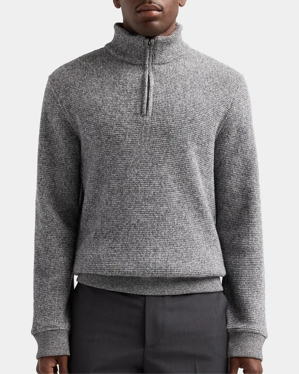 Vince Men's Brushed Waffle Half-Zip Sweater | Thumbnail 3 Vince Men's Brushed Waffle Half-Zip Sweater | Thumbnail 3