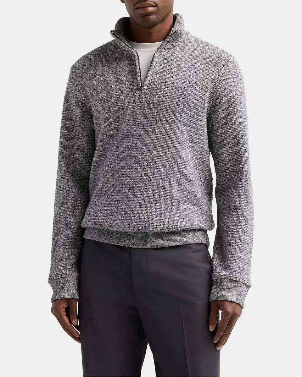 Vince Men's Brushed Waffle Half-Zip Sweater | Thumbnail 5 Vince Men's Brushed Waffle Half-Zip Sweater | Thumbnail 5