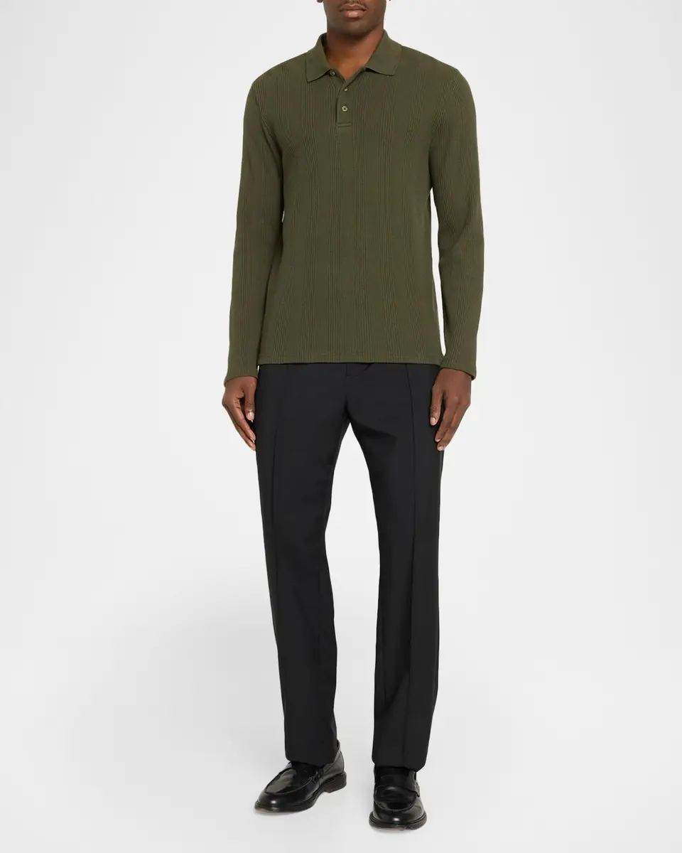 Vince Men's Long-Sleeve Textured Polo Shirt | Thumbnail 2 Vince Men's Long-Sleeve Textured Polo Shirt | Thumbnail 2