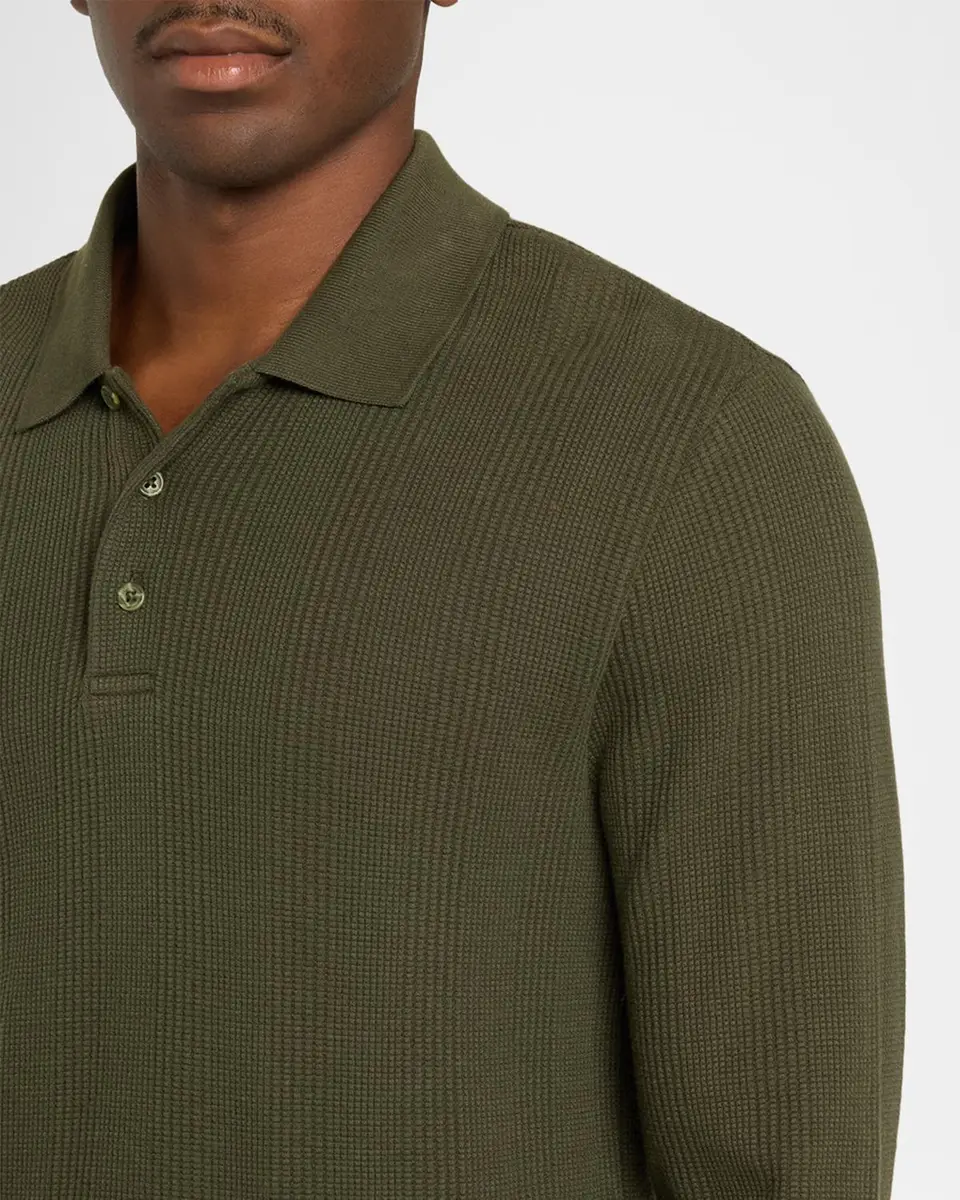 Vince Men's Long-Sleeve Textured Polo Shirt | Thumbnail 5 Vince Men's Long-Sleeve Textured Polo Shirt | Thumbnail 5