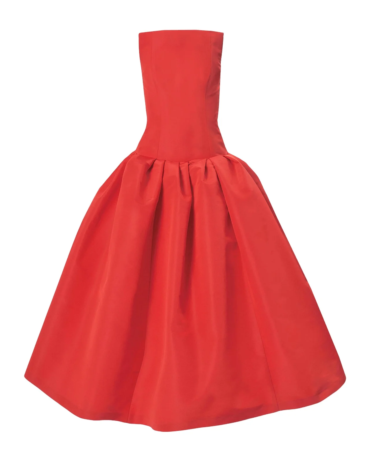 Strapless Drop-Waist Flared Silk Midi Dress Strapless Drop-Waist Flared Silk Midi Dress