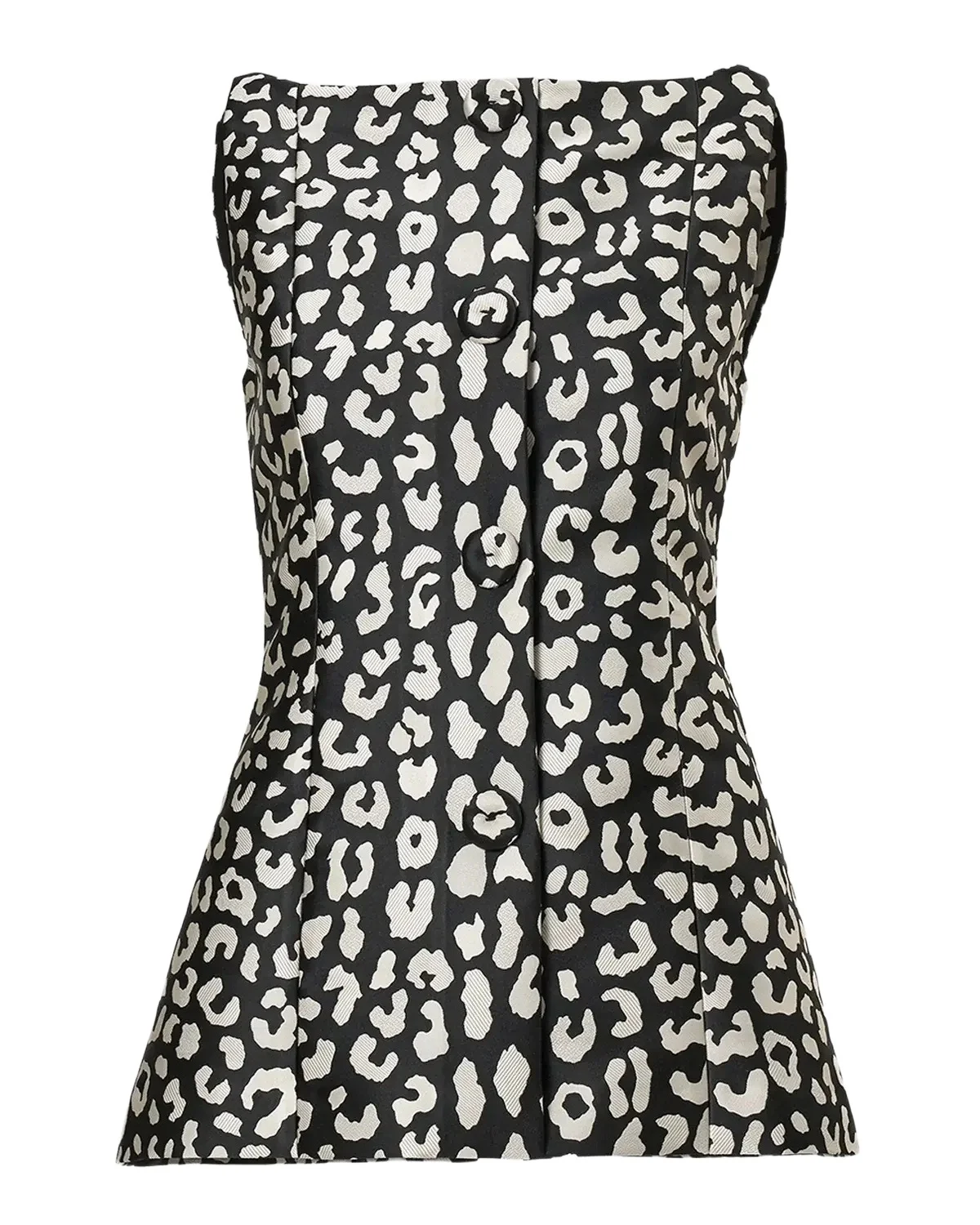 Carolina Herrera High-Neck Leopard Jacquard Single-Breasted Vest