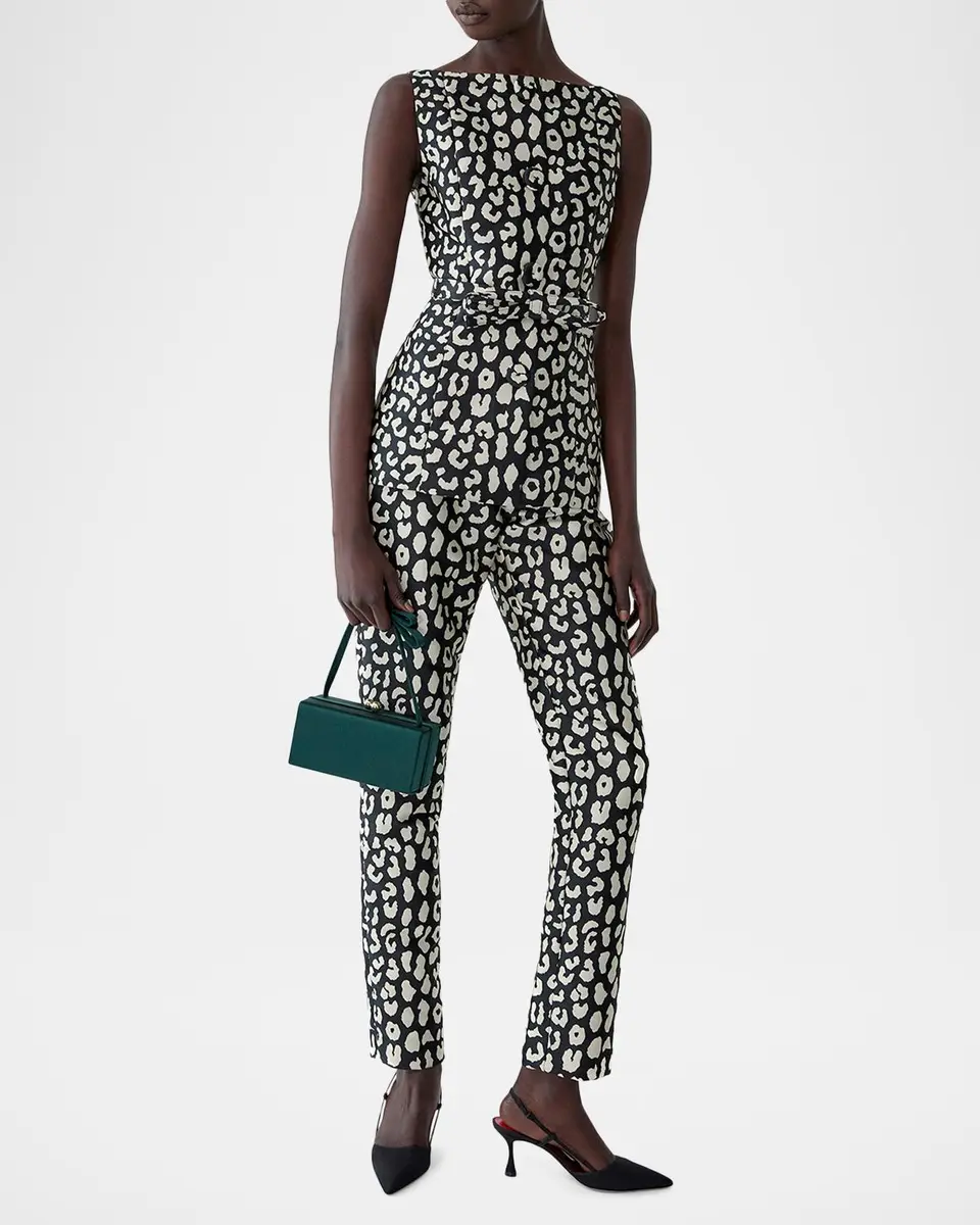 Carolina Herrera Leopard Jacquard Slim-Leg Ankle Cigarette Pants | Thumbnail 2 Carolina Herrera Leopard Jacquard Slim-Leg Ankle Cigarette Pants | Thumbnail 2