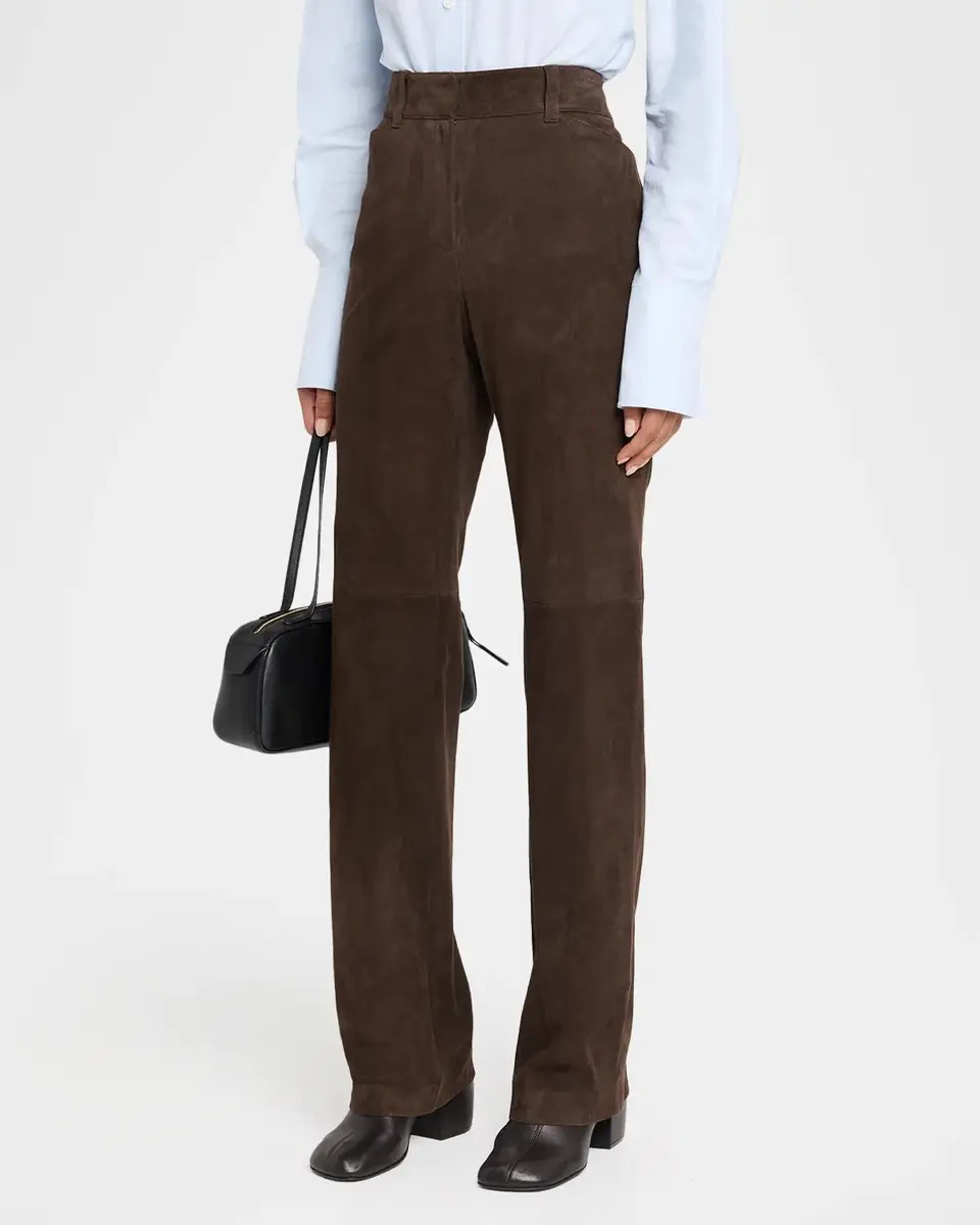 Lafayette 148 New York Bond Slim-Fit Suede Pants | Thumbnail 4