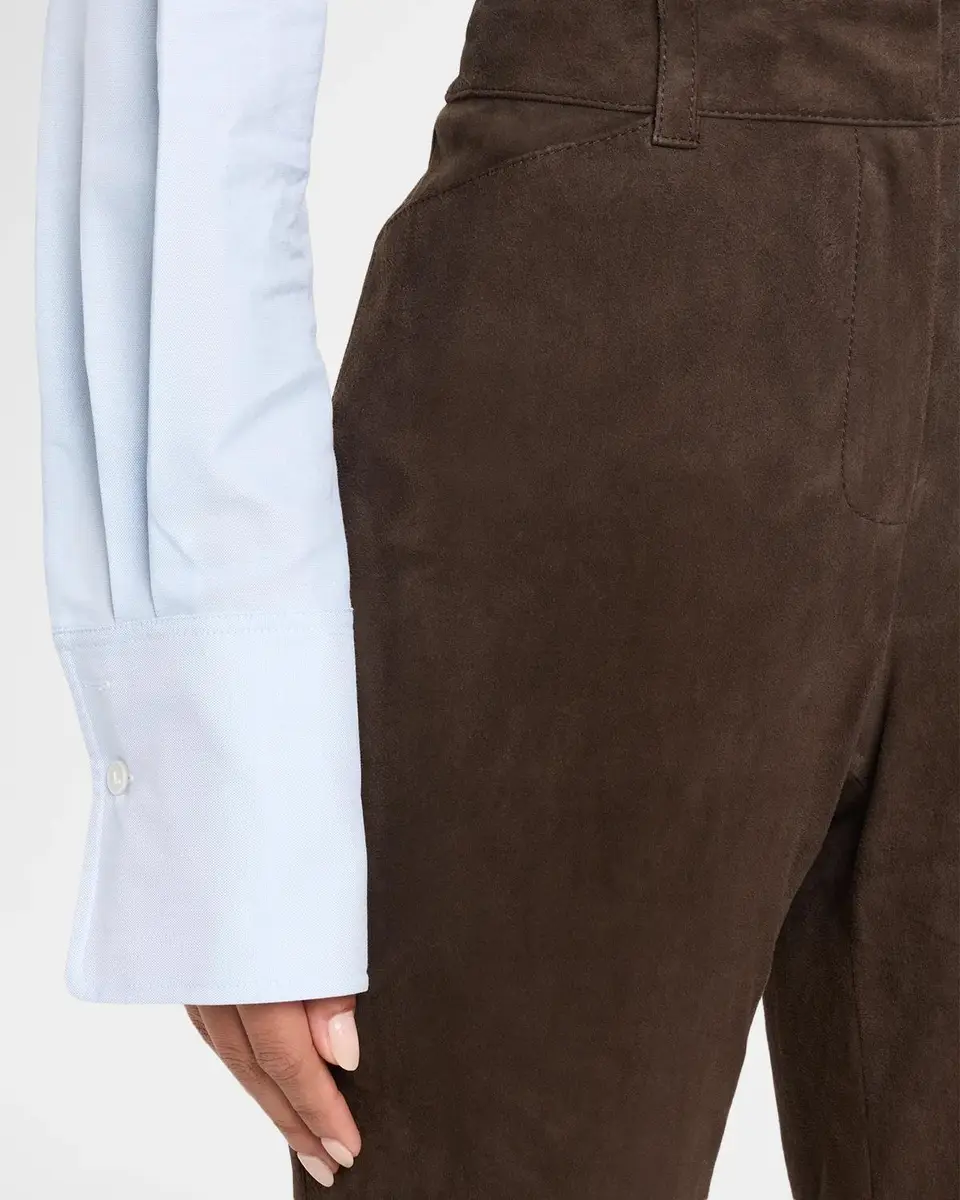 Lafayette 148 New York Bond Slim-Fit Suede Pants | Thumbnail 5
