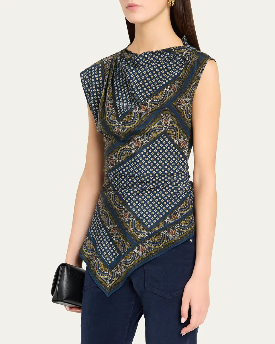 Veronica Beard Yvonne Paisley Silk-Blend Asymmetric Top | Thumbnail 4 Veronica Beard Yvonne Paisley Silk-Blend Asymmetric Top | Thumbnail 4