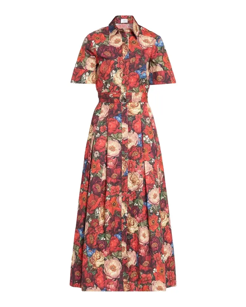 Leighton Belted Floral Poplin Midi Dress Leighton Belted Floral Poplin Midi Dress