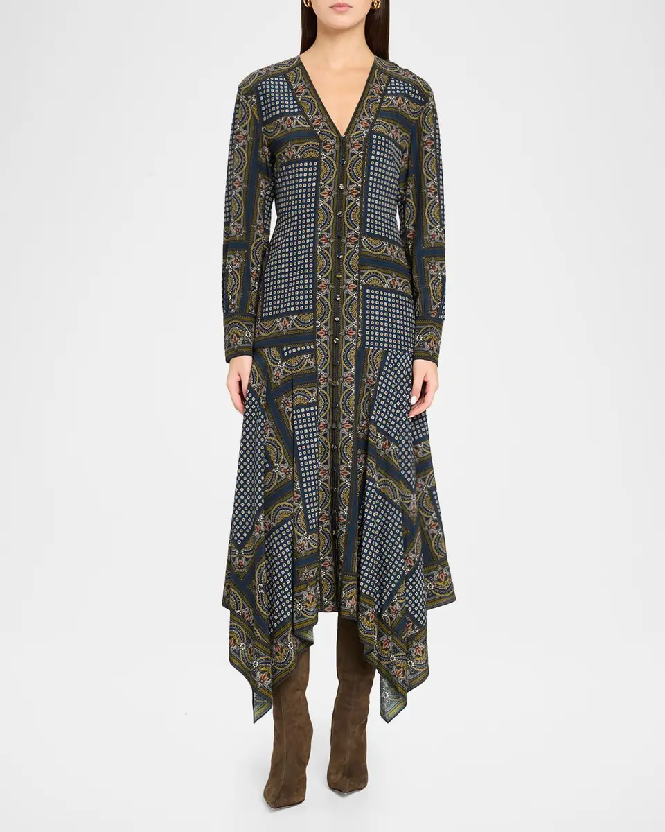 Veronica Beard Skye Scarf-Print Midi Dress | Thumbnail 2
