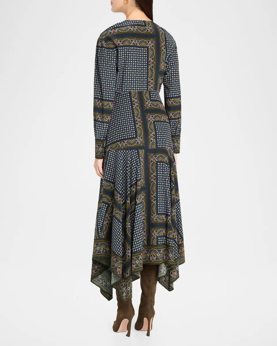 Veronica Beard Skye Scarf-Print Midi Dress | Thumbnail 3