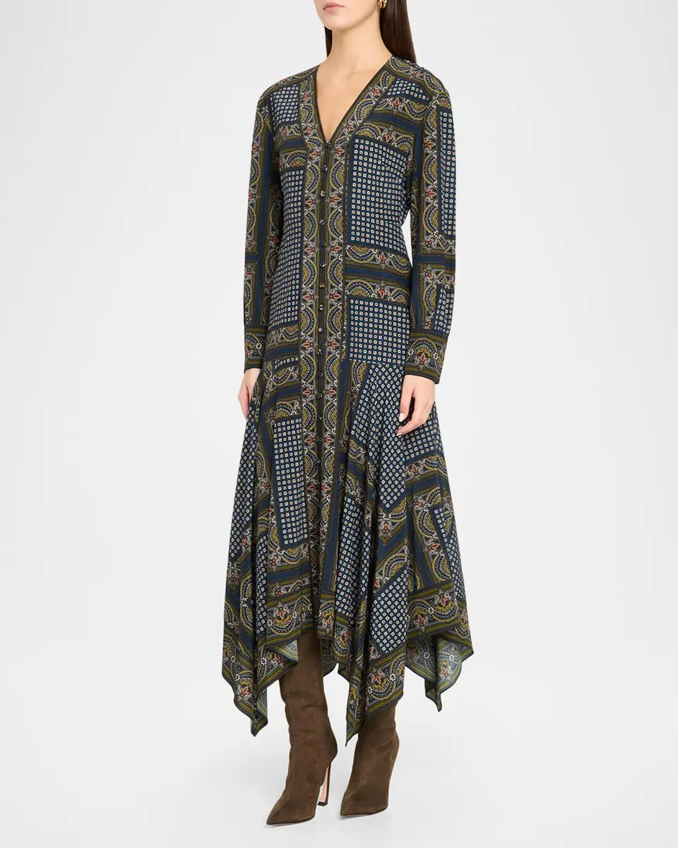 Veronica Beard Skye Scarf-Print Midi Dress | Thumbnail 4