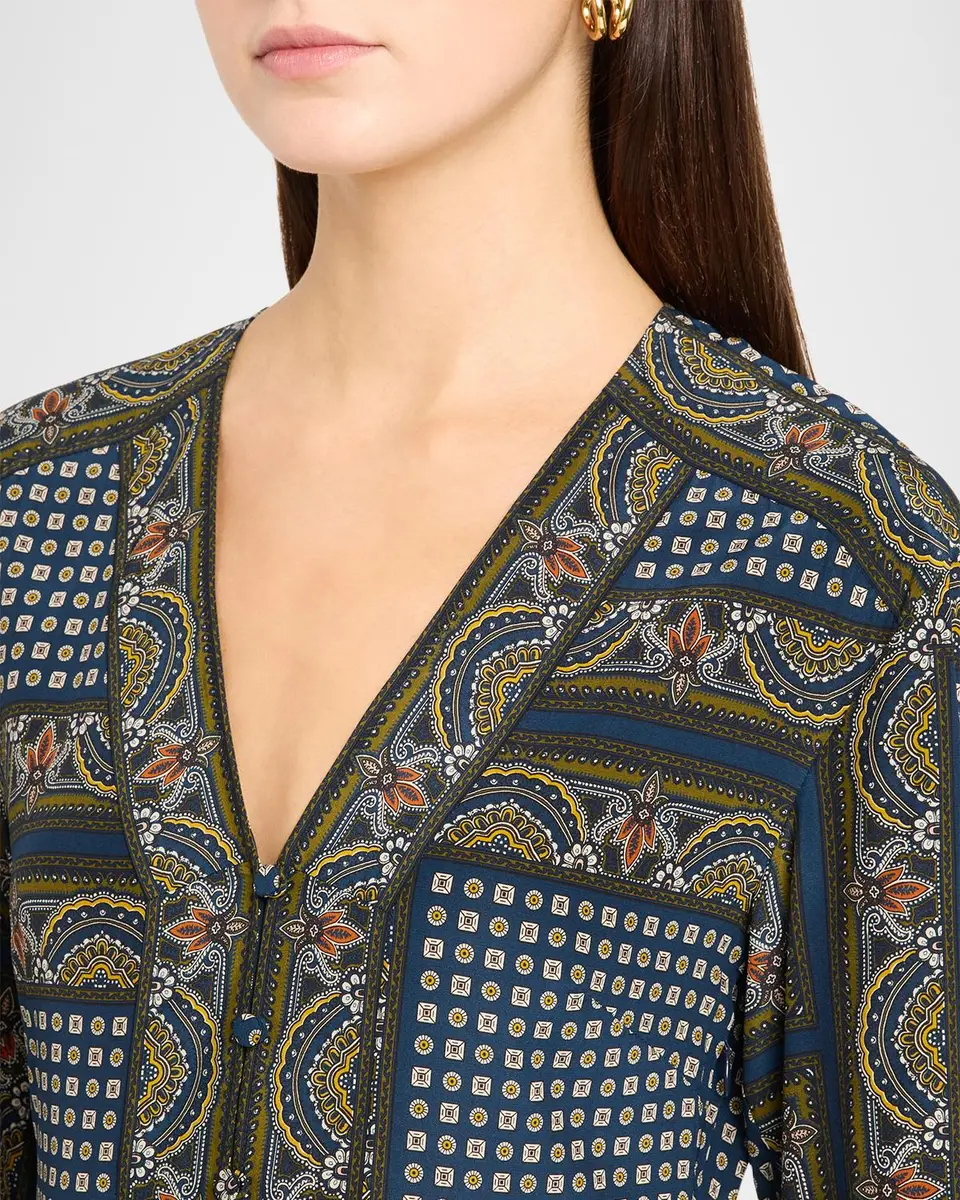 Veronica Beard Skye Scarf-Print Midi Dress | Thumbnail 5