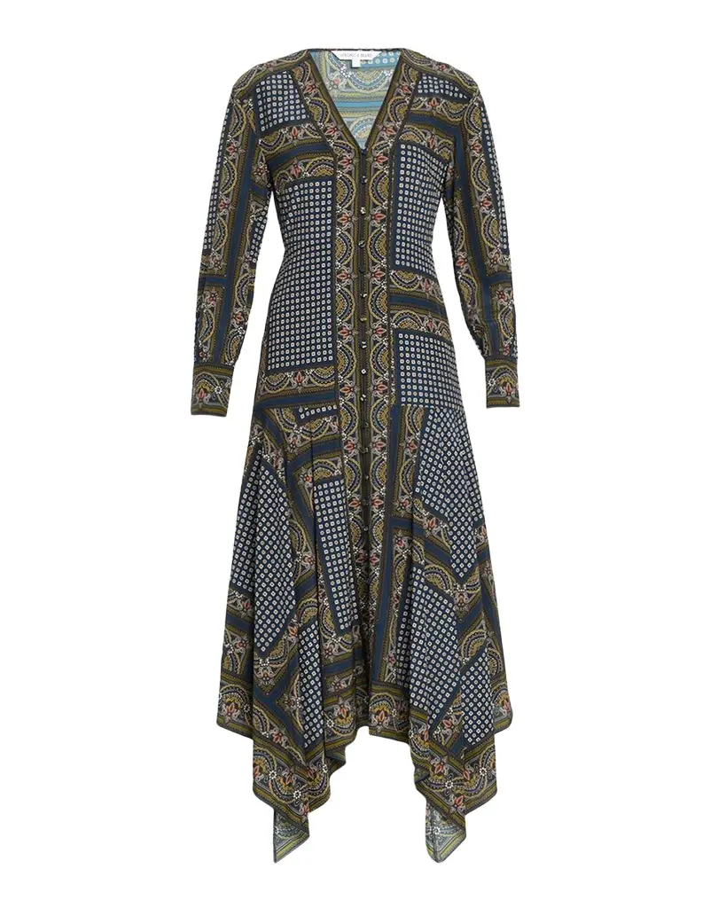 Veronica Beard Skye Scarf-Print Midi Dress
