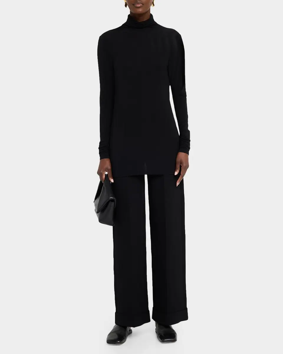 Lafayette 148 New York Elongated Viscose-Cashmere Jersey Turtleneck | Thumbnail 2 Lafayette 148 New York Elongated Viscose-Cashmere Jersey Turtleneck | Thumbnail 2