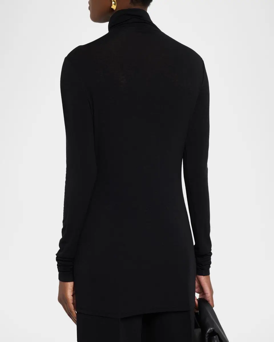 Lafayette 148 New York Elongated Viscose-Cashmere Jersey Turtleneck | Thumbnail 3 Lafayette 148 New York Elongated Viscose-Cashmere Jersey Turtleneck | Thumbnail 3