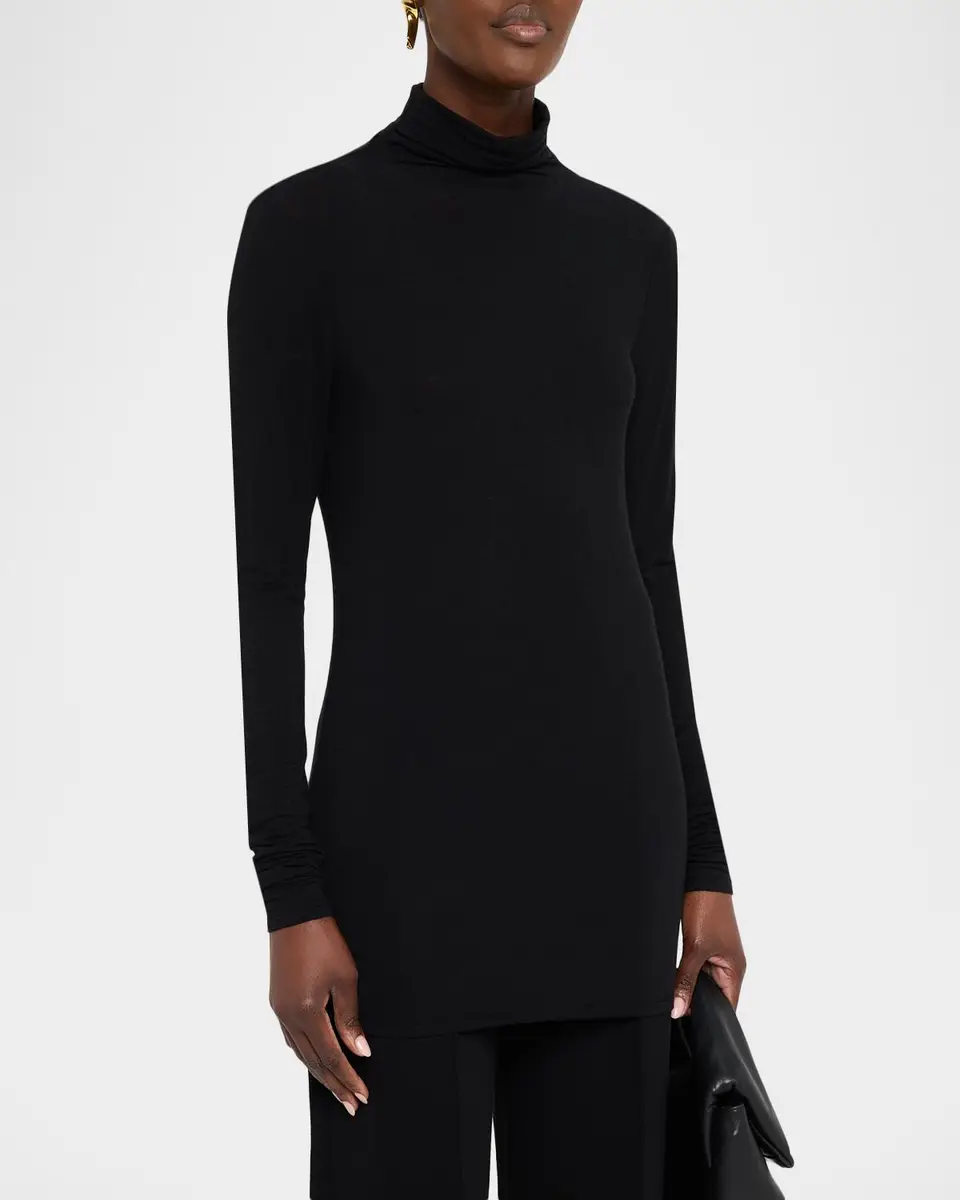 Lafayette 148 New York Elongated Viscose-Cashmere Jersey Turtleneck | Thumbnail 4 Lafayette 148 New York Elongated Viscose-Cashmere Jersey Turtleneck | Thumbnail 4
