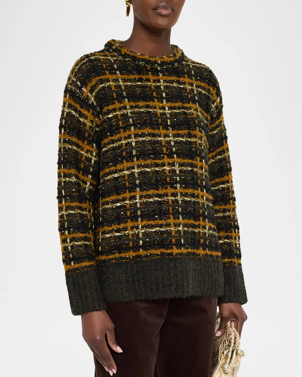 Lafayette 148 New York Crewneck Check Knit Sweater | Thumbnail 4 Lafayette 148 New York Crewneck Check Knit Sweater | Thumbnail 4