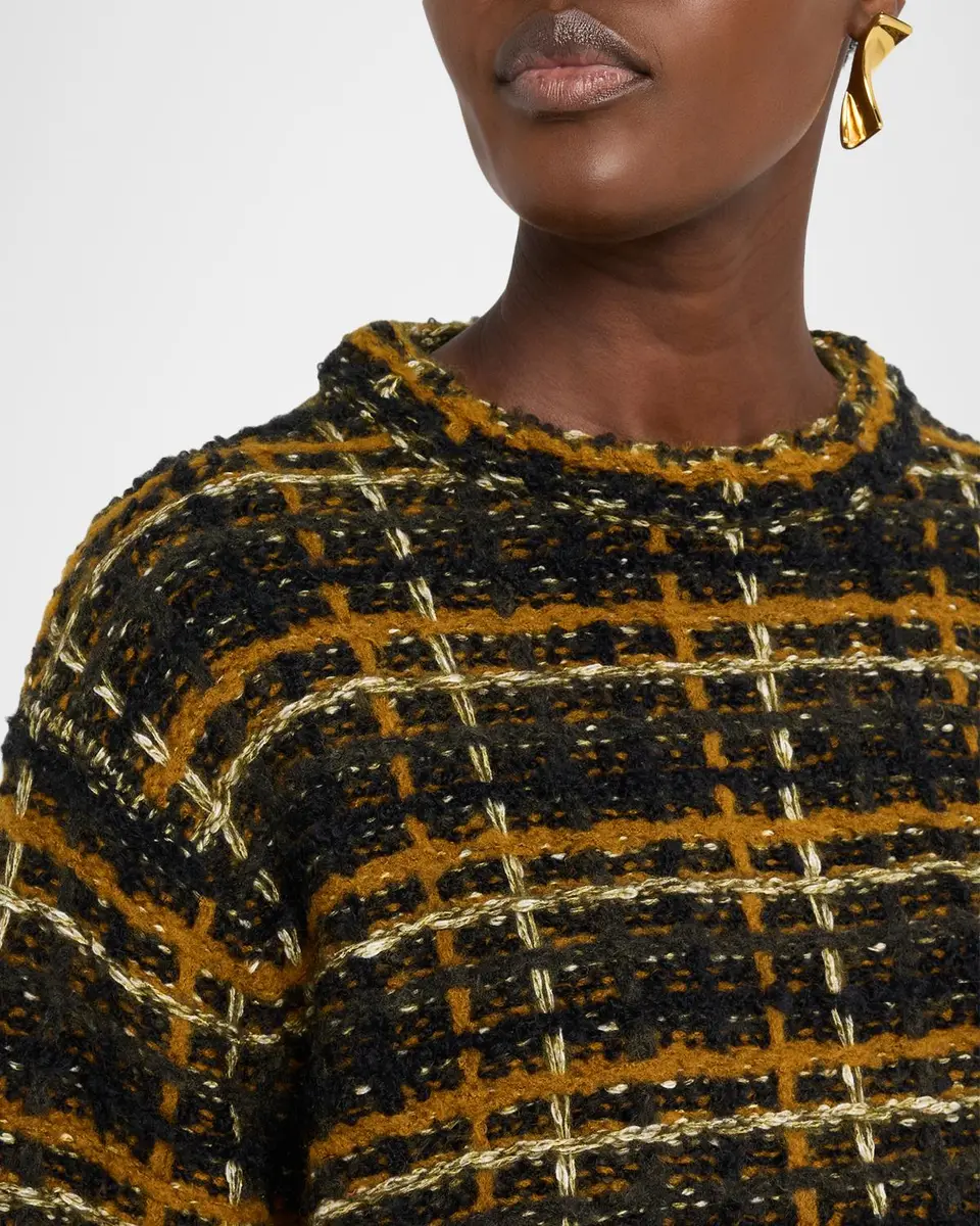 Lafayette 148 New York Crewneck Check Knit Sweater | Thumbnail 5 Lafayette 148 New York Crewneck Check Knit Sweater | Thumbnail 5