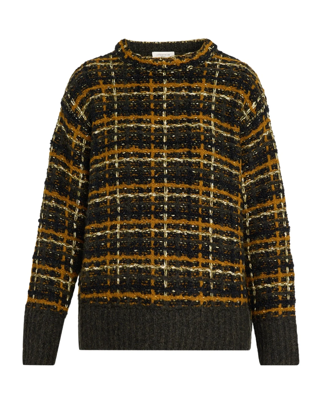 Lafayette 148 New York Crewneck Check Knit Sweater