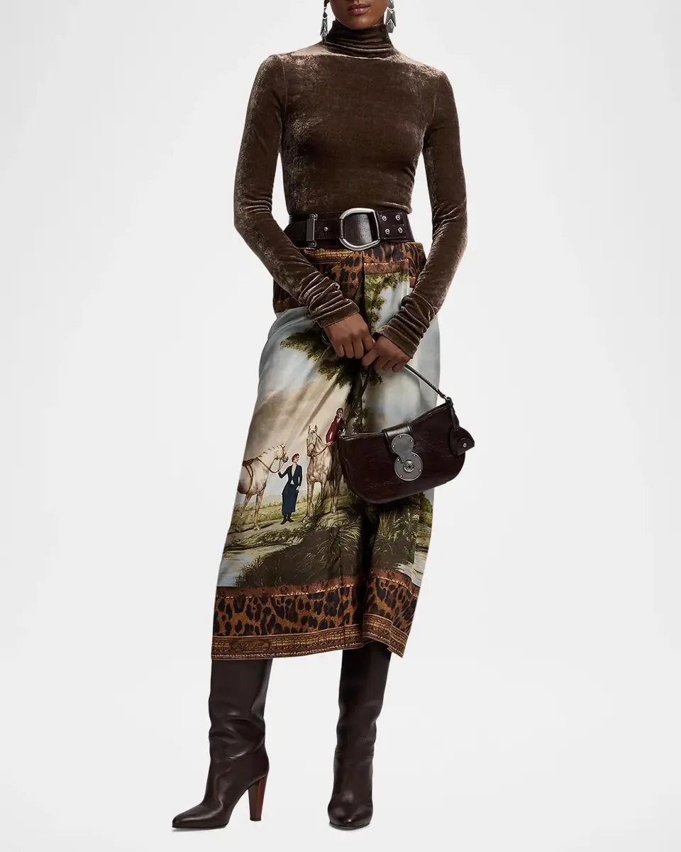 Ralph Lauren Collection Debbie Scenic-Print Silk Twill Skirt | Thumbnail 2 Ralph Lauren Collection Debbie Scenic-Print Silk Twill Skirt | Thumbnail 2
