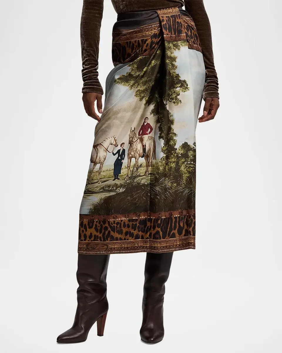 Ralph Lauren Collection Debbie Scenic-Print Silk Twill Skirt | Thumbnail 4 Ralph Lauren Collection Debbie Scenic-Print Silk Twill Skirt | Thumbnail 4