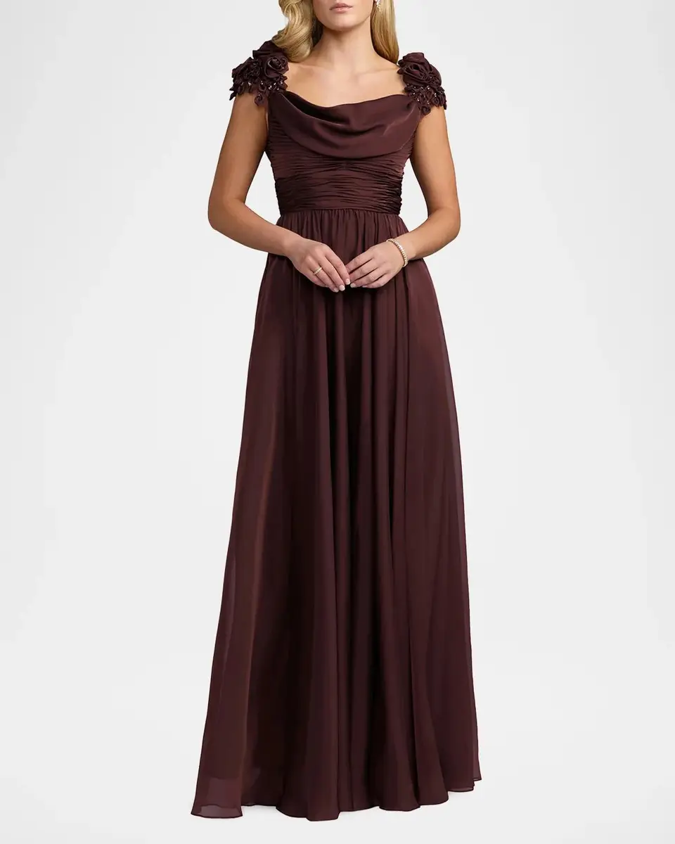 Mac Duggal Beaded Chiffon Cap-Sleeve Gown | Thumbnail 2 Mac Duggal Beaded Chiffon Cap-Sleeve Gown | Thumbnail 2