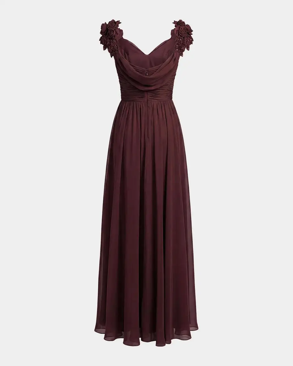 Mac Duggal Beaded Chiffon Cap-Sleeve Gown | Thumbnail 5 Mac Duggal Beaded Chiffon Cap-Sleeve Gown | Thumbnail 5