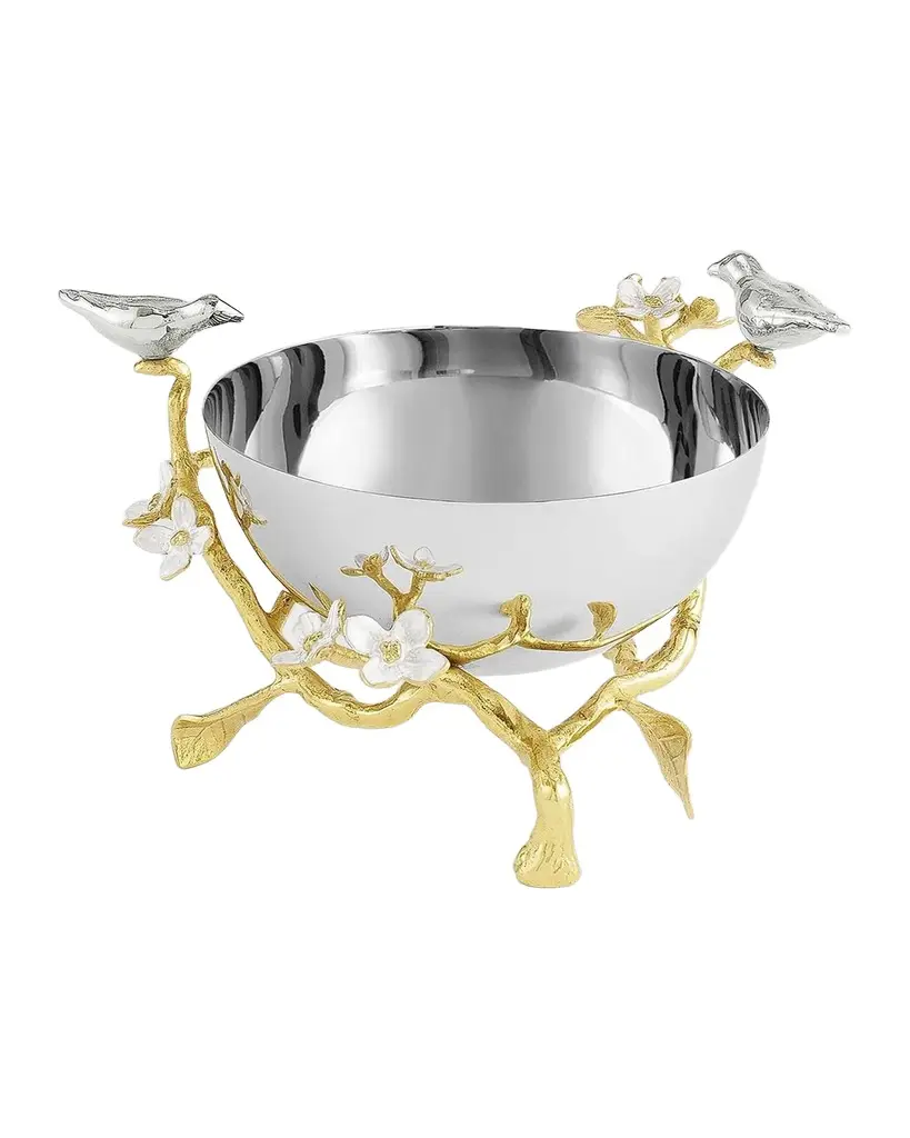 Michael Aram Lovebirds Silver & Gold Nut Bowl