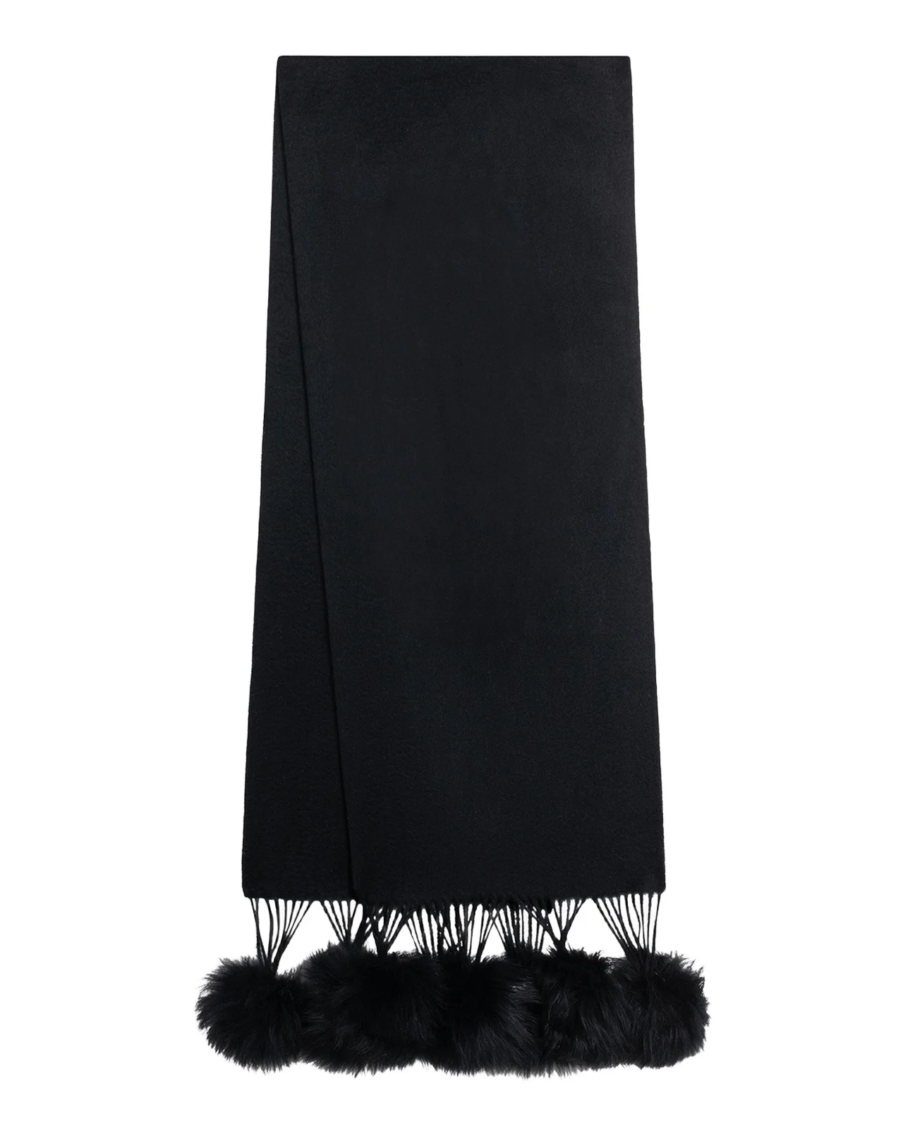 Select Cashmere Stole With Lamb Shearling Poms Select Cashmere Stole With Lamb Shearling Poms