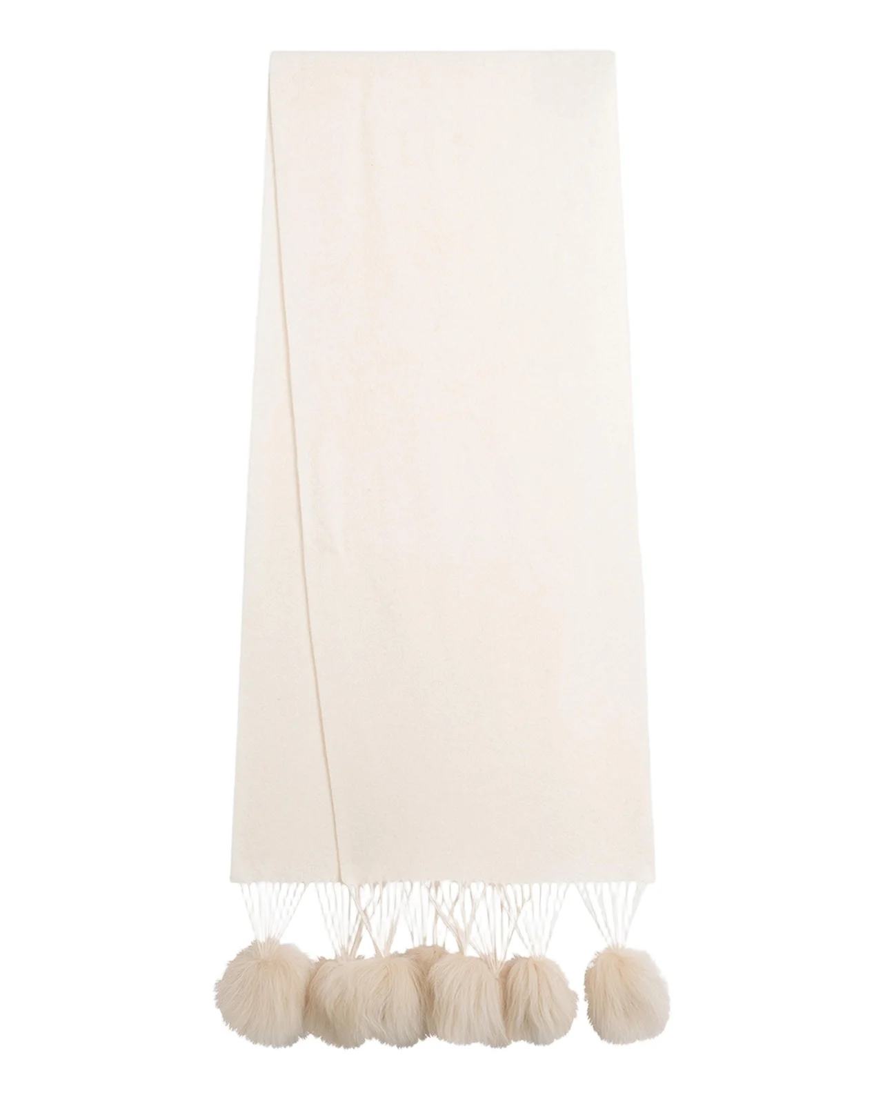 Select Cashmere Stole With Lamb Shearling Poms Select Cashmere Stole With Lamb Shearling Poms