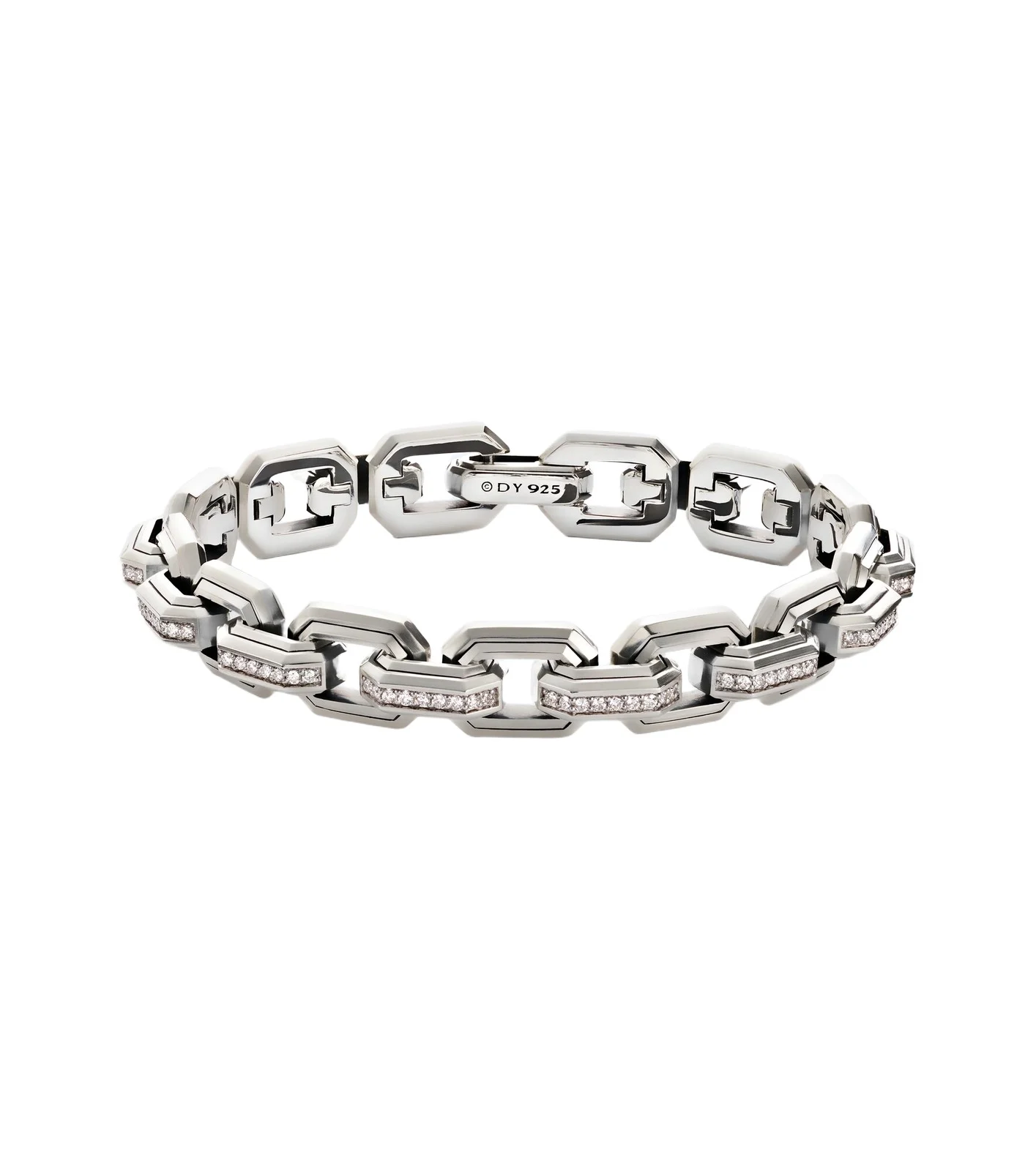 David Yurman 925 sterling silver chain bracelet with diamonds