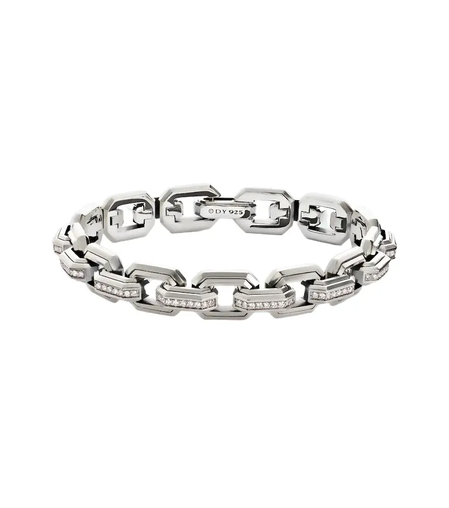 David Yurman 925 sterling silver chain bracelet with diamonds | Image 1 David Yurman 925 sterling silver chain bracelet with diamonds | Image 1