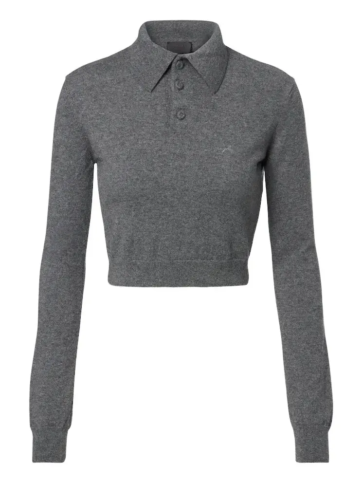 Cropped cashmere polo sweater Cropped cashmere polo sweater