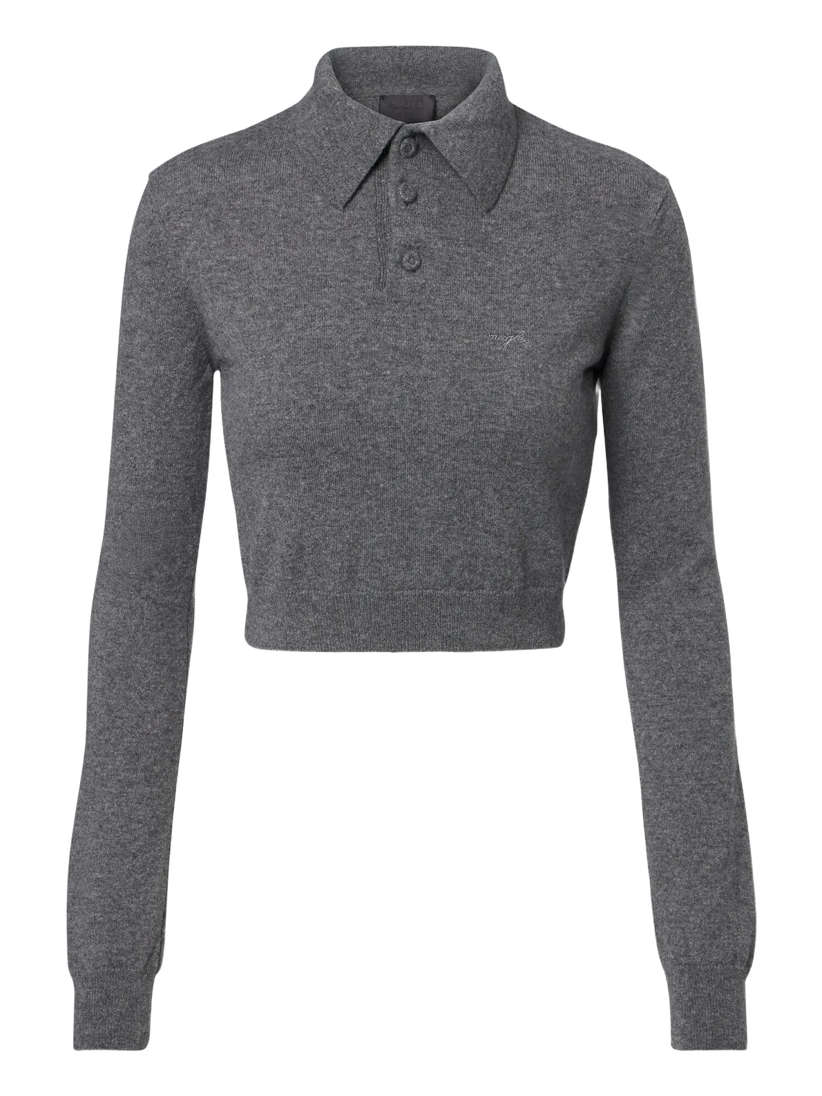 Mugler Cropped cashmere polo sweater