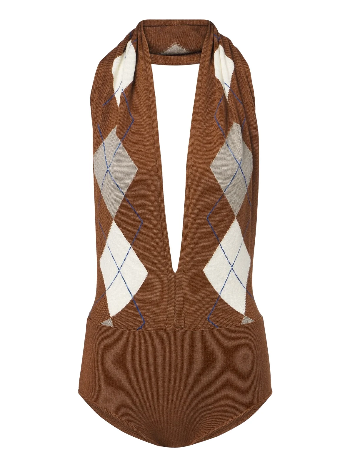Mugler Argyle virgin wool bodysuit