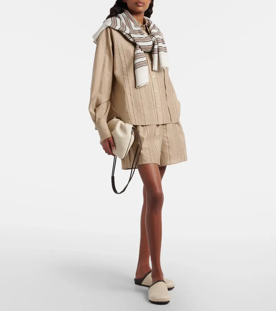 Brunello Cucinelli Broderie anglaise cotton-blend shorts | Thumbnail 2 Brunello Cucinelli Broderie anglaise cotton-blend shorts | Thumbnail 2
