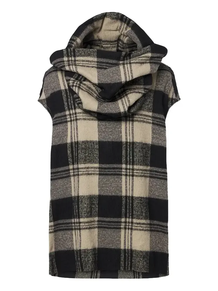 Floating checked cotton and wool top