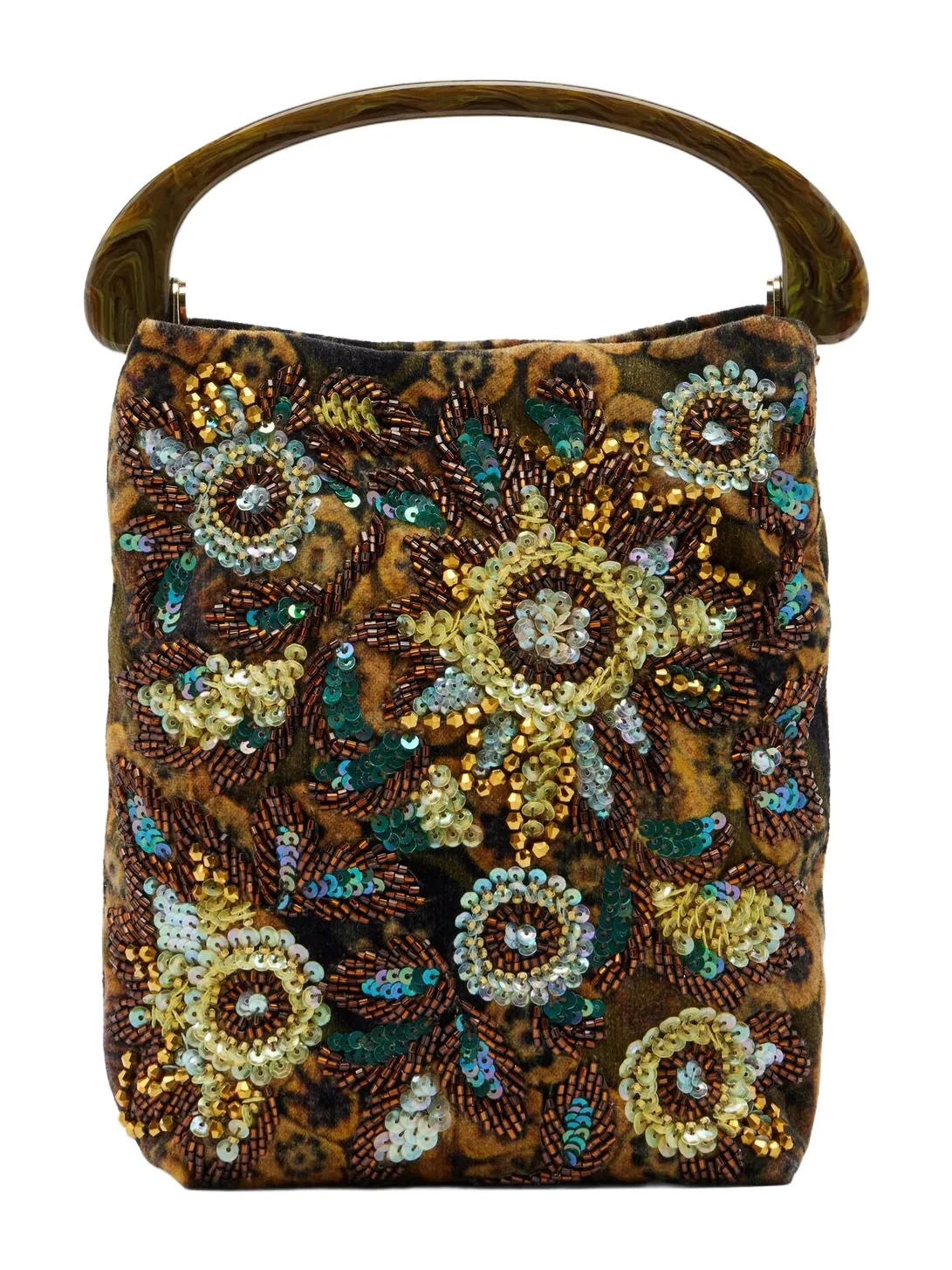 Embellished floral jacquard top-handle bag Embellished floral jacquard top-handle bag