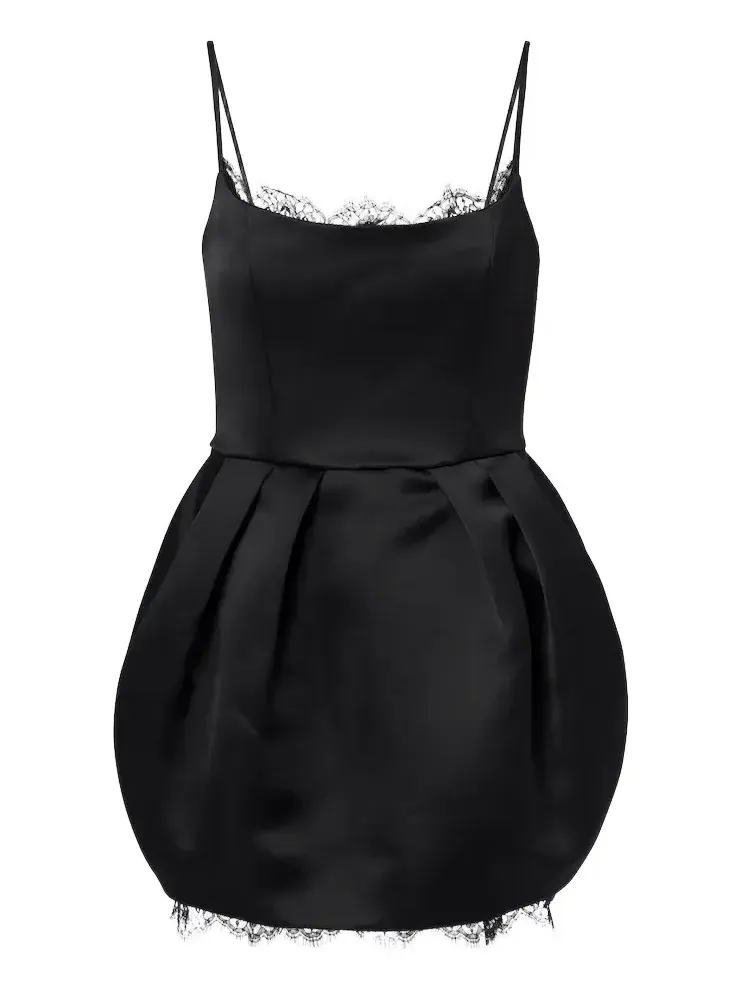 Lace-trimmed duchesse minidress