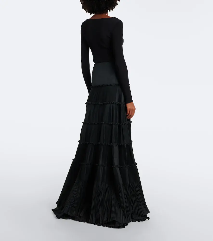 BLUMARINE Plissé tiered taffeta maxi skirt | Thumbnail 2 BLUMARINE Plissé tiered taffeta maxi skirt | Thumbnail 2