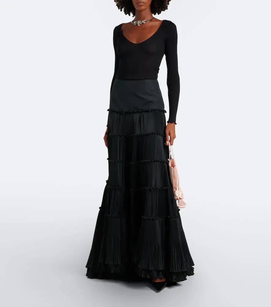 BLUMARINE Plissé tiered taffeta maxi skirt | Thumbnail 5 BLUMARINE Plissé tiered taffeta maxi skirt | Thumbnail 5