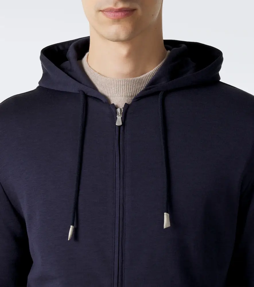 ELEVENTY Silk and cotton-blend zip-up hoodie | Thumbnail 4
