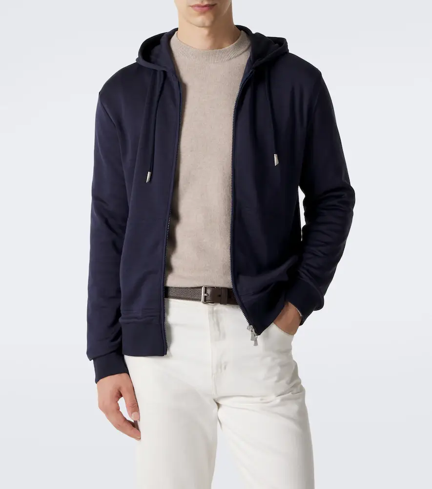 ELEVENTY Silk and cotton-blend zip-up hoodie | Thumbnail 6