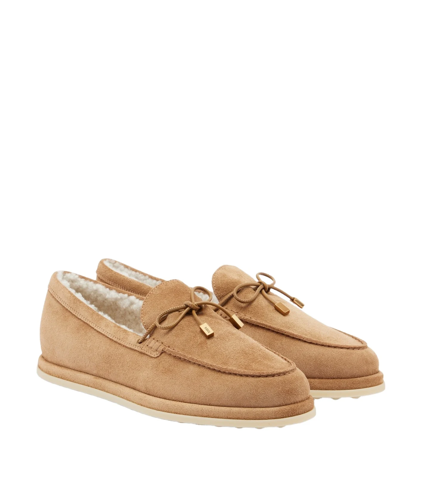 Gommino shearling-lined suede boat shoes