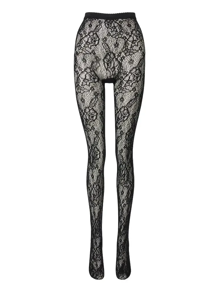 Infinite floral lace tights