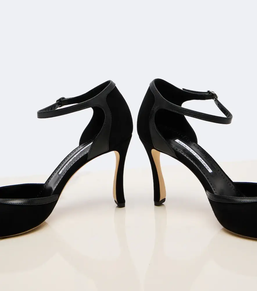 Manolo Blahnik Verdusan leather-trimmed suede pumps | Thumbnail 3