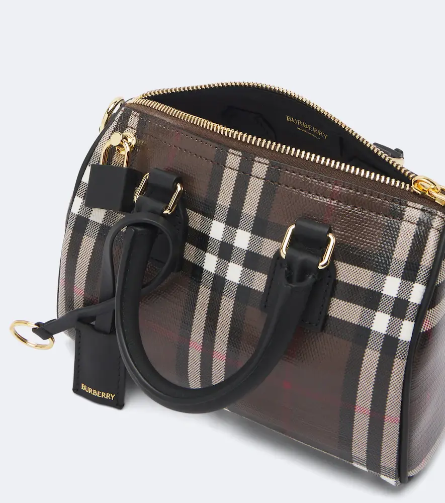 Burberry Check Mini canvas bowling bag | Thumbnail 3 Burberry Check Mini canvas bowling bag | Thumbnail 3
