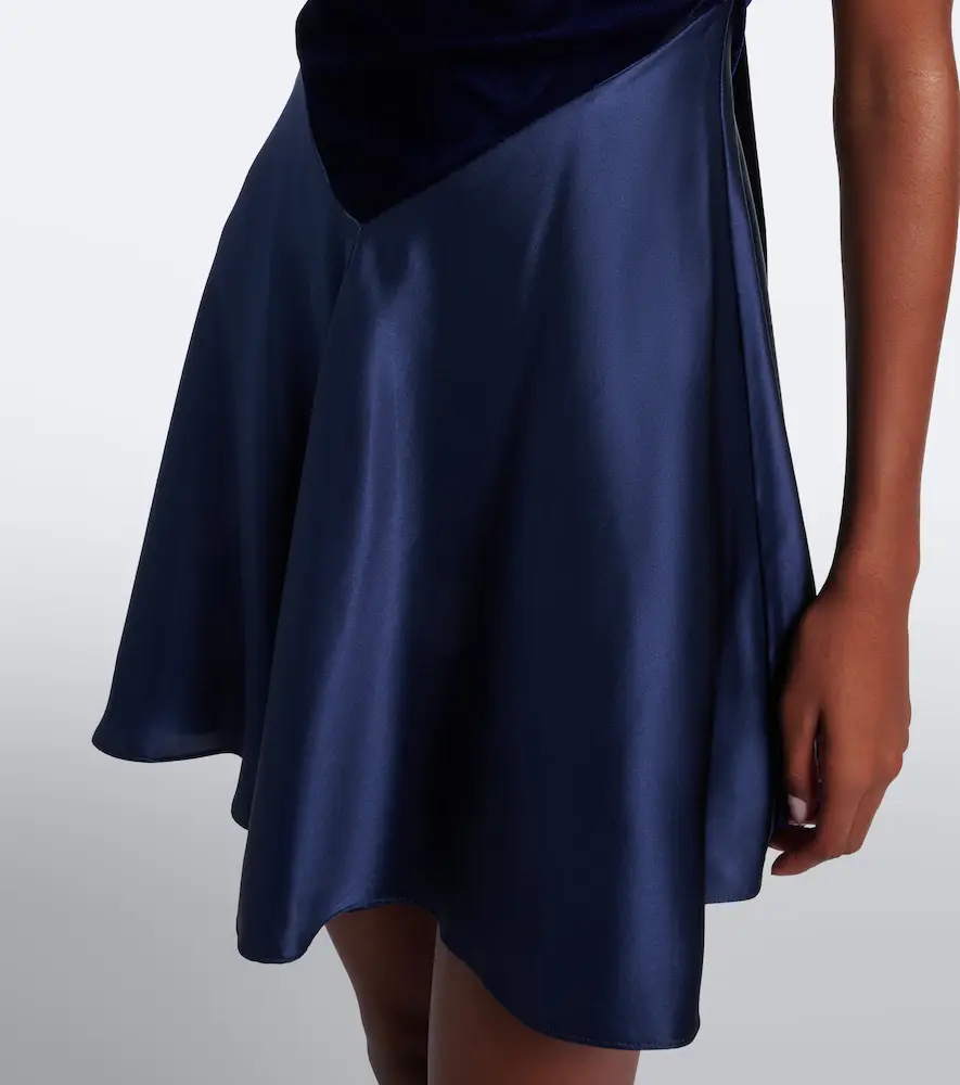 Rodarte Ruched silk satin and velvet minidress | Thumbnail 2