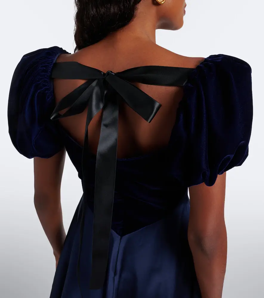 Rodarte Ruched silk satin and velvet minidress | Thumbnail 4