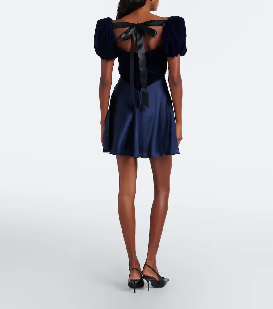Rodarte Ruched silk satin and velvet minidress | Thumbnail 5