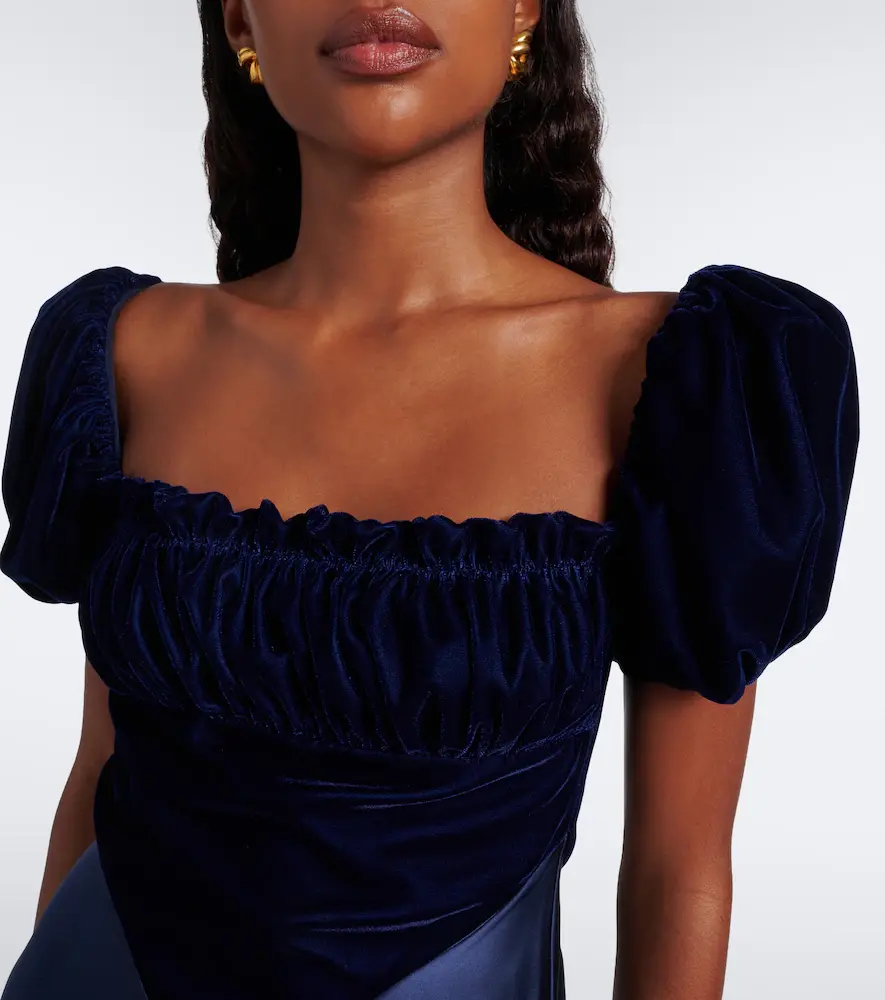 Rodarte Ruched silk satin and velvet minidress | Thumbnail 6